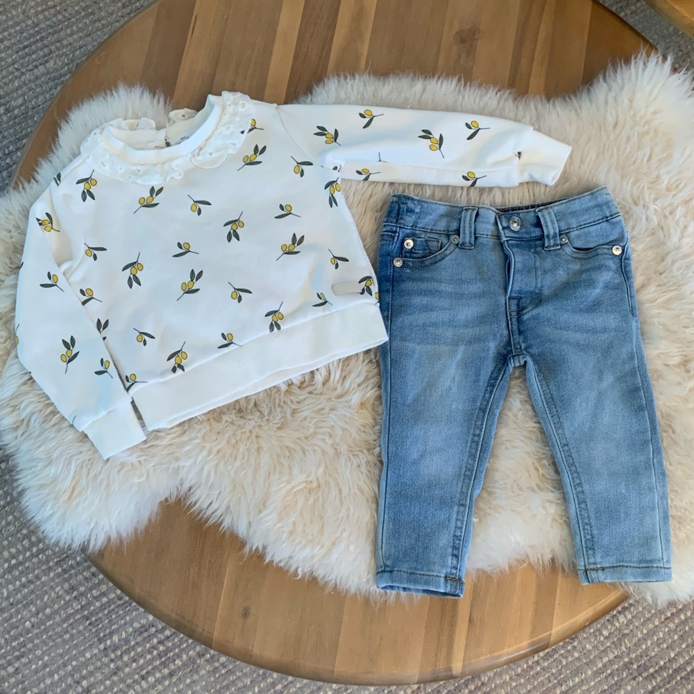 7 For All Mankind Lemon Sweater + Jeans 12 M